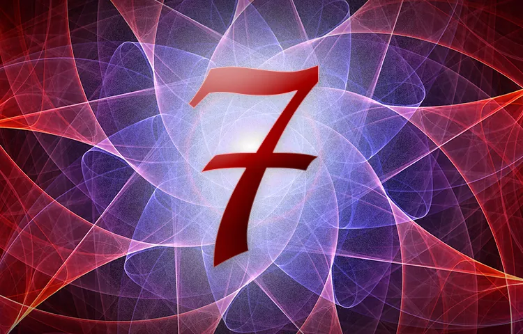 Número 7 sobre fondo fractal morado